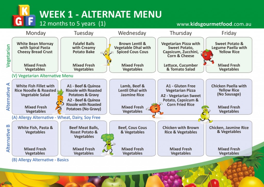 Sample menus | Kids Gourmet Food