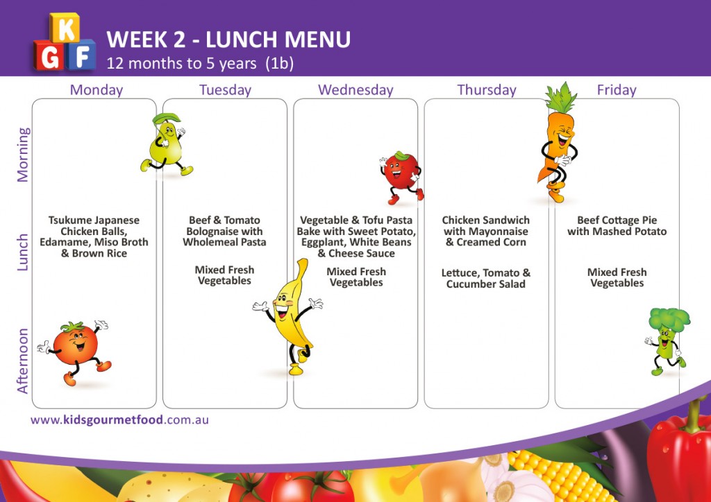 Sample menus | Kids Gourmet Food