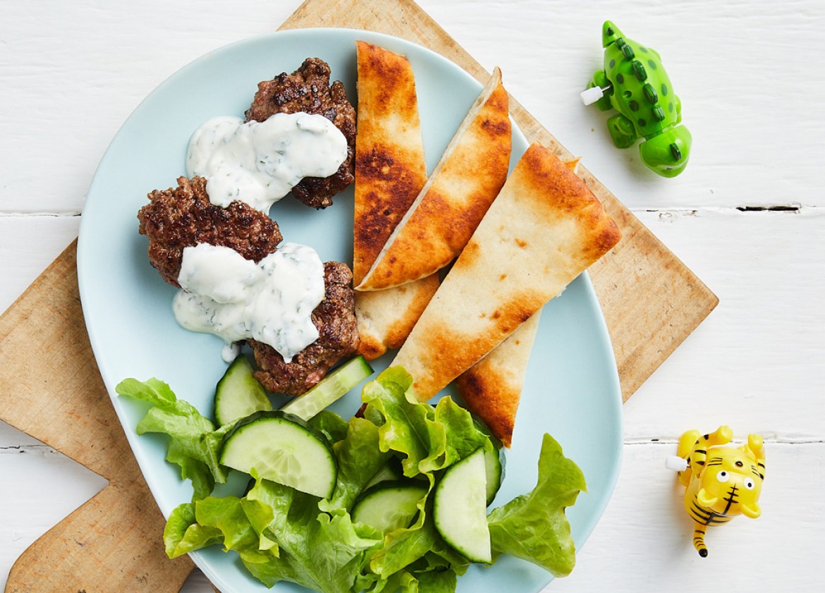 LAMB, BEEF & CHICKPEA KOFTA, MINT YOGHURT
