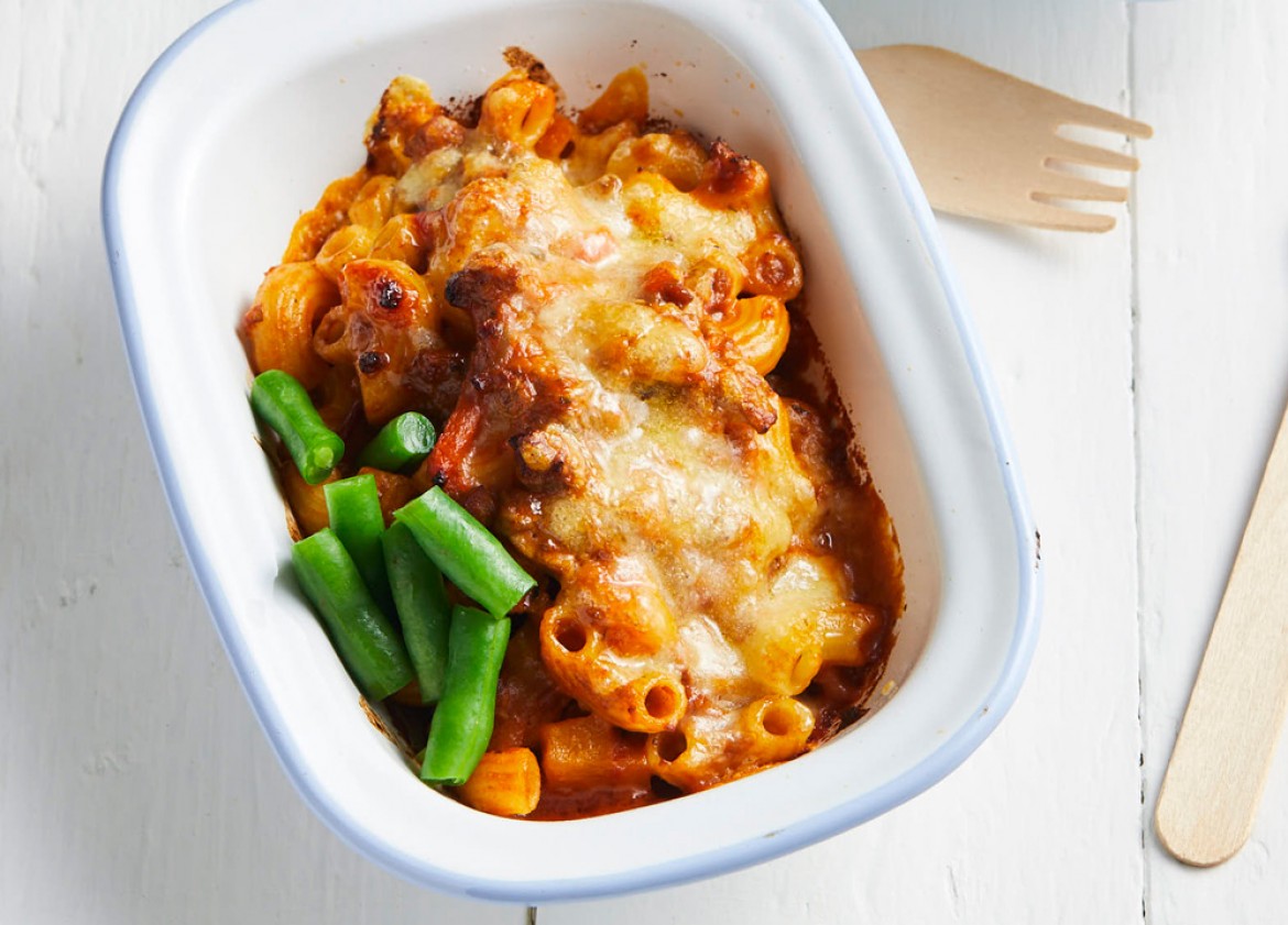 BEEF, MUSHROOM & EGGPLANT PASTA BAKE